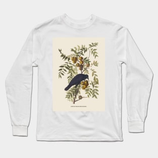 American Crow Antique Naturalist Illustration Long Sleeve T-Shirt